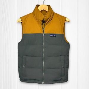 Patagonia Reversible Bivy Down Vest Men's XS Two Tone Brown Gray Puffer
